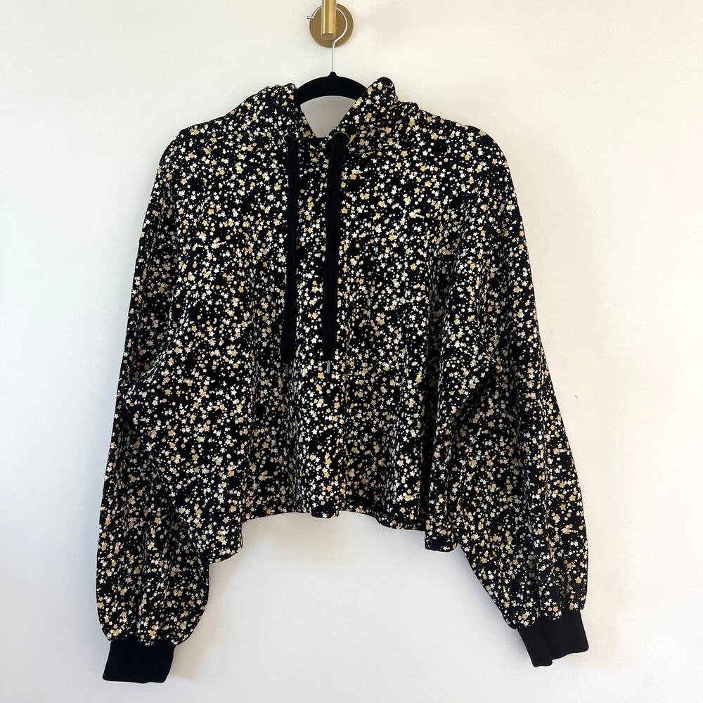 Eloquii x Refinery29 Black White Star Graphic Crop Hoodie Sweatshirt Women 22 24